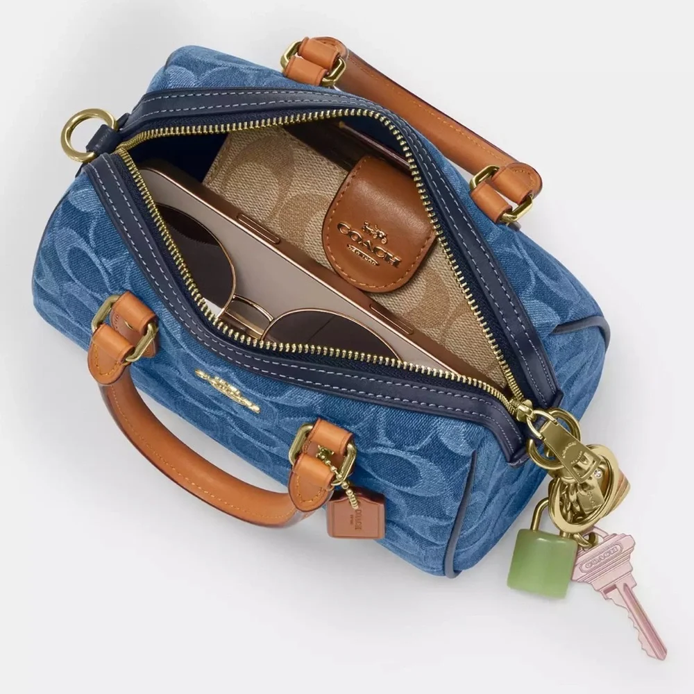 COACH Mini Rowan Crossbody Bag Signature Denim Logo Handbag CDQ36 NWT